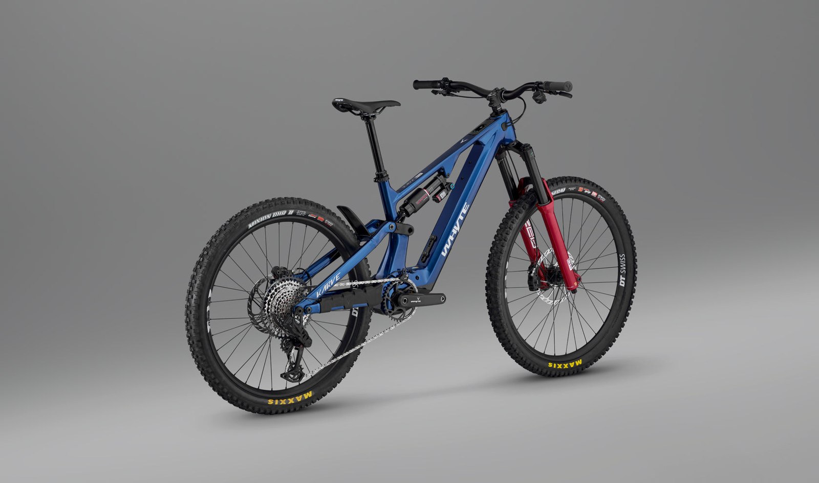 Whyte Karve EVO RSX azul vista en tres cuartos desde detrás