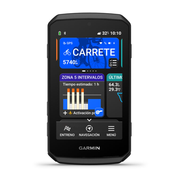 Garmin Edge 1060 full front view with Spanish home screen