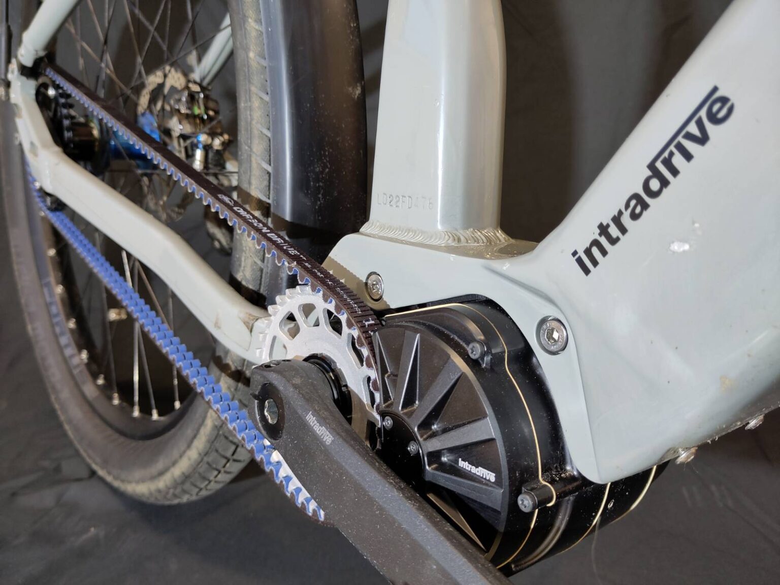 GD8 and front belt sprocket detail on a development build