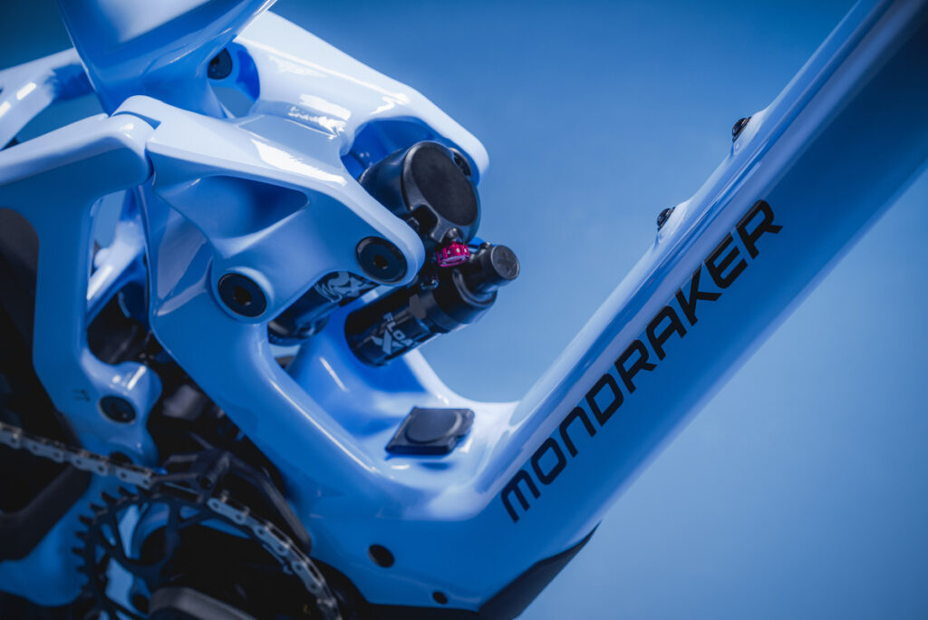 FOX Float X rear shock on the blue Mondraker Zendit R