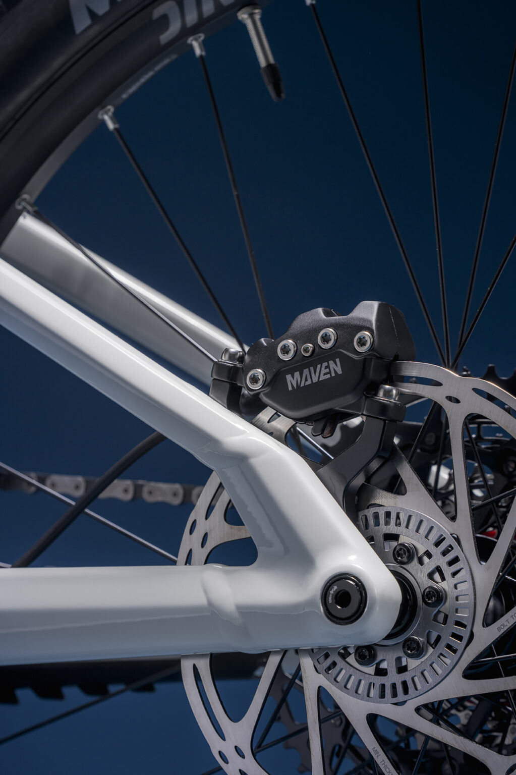 SRAM Maven brake caliper and rear rotor on the Mondraker Zendit S