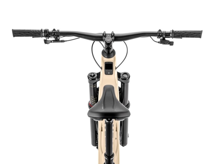 Cockpit and integrated display on a Moustache CLUTCH 160.8 Dune