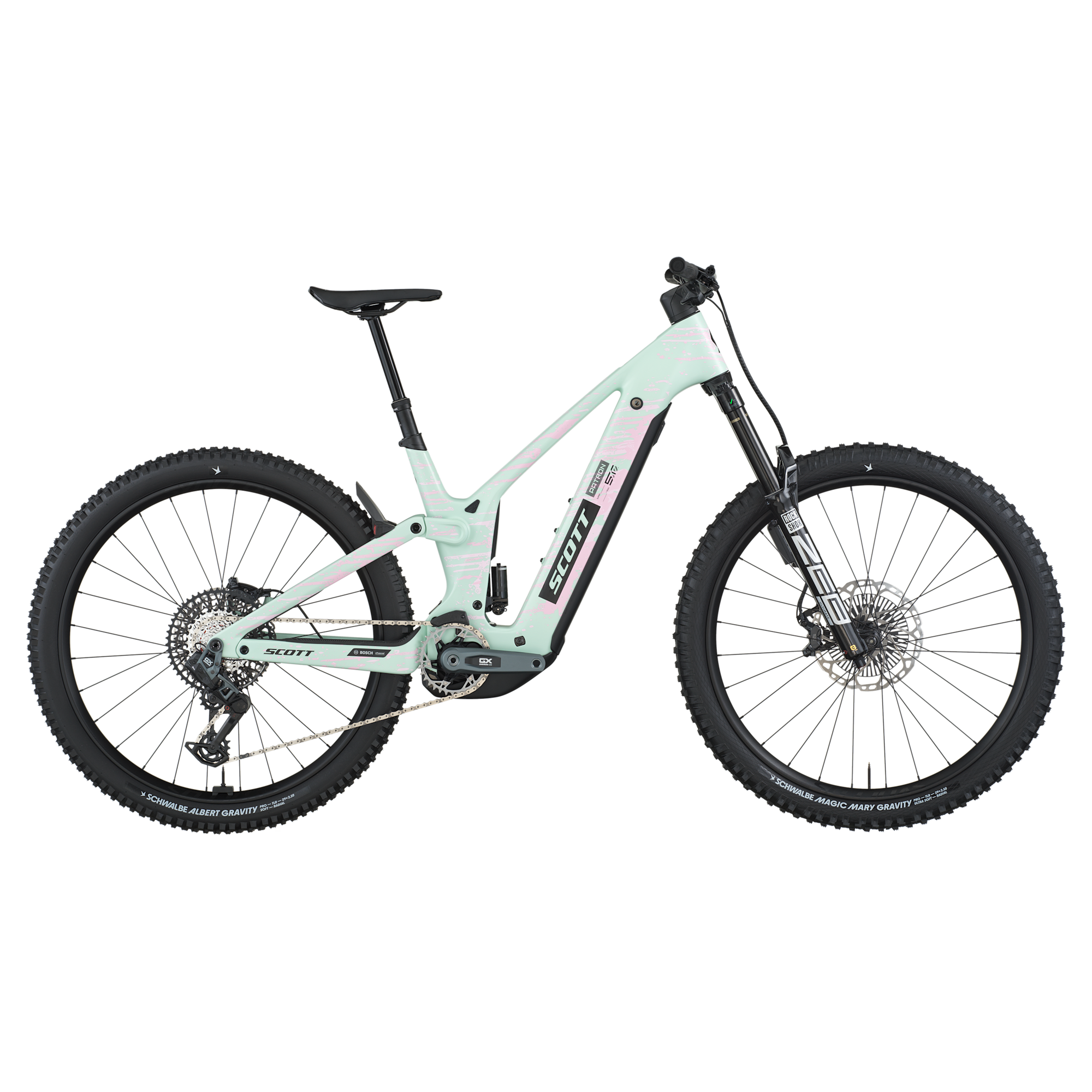 Green SCOTT Patron ST 900 in side view, with Bosch CX and a ZEB fork