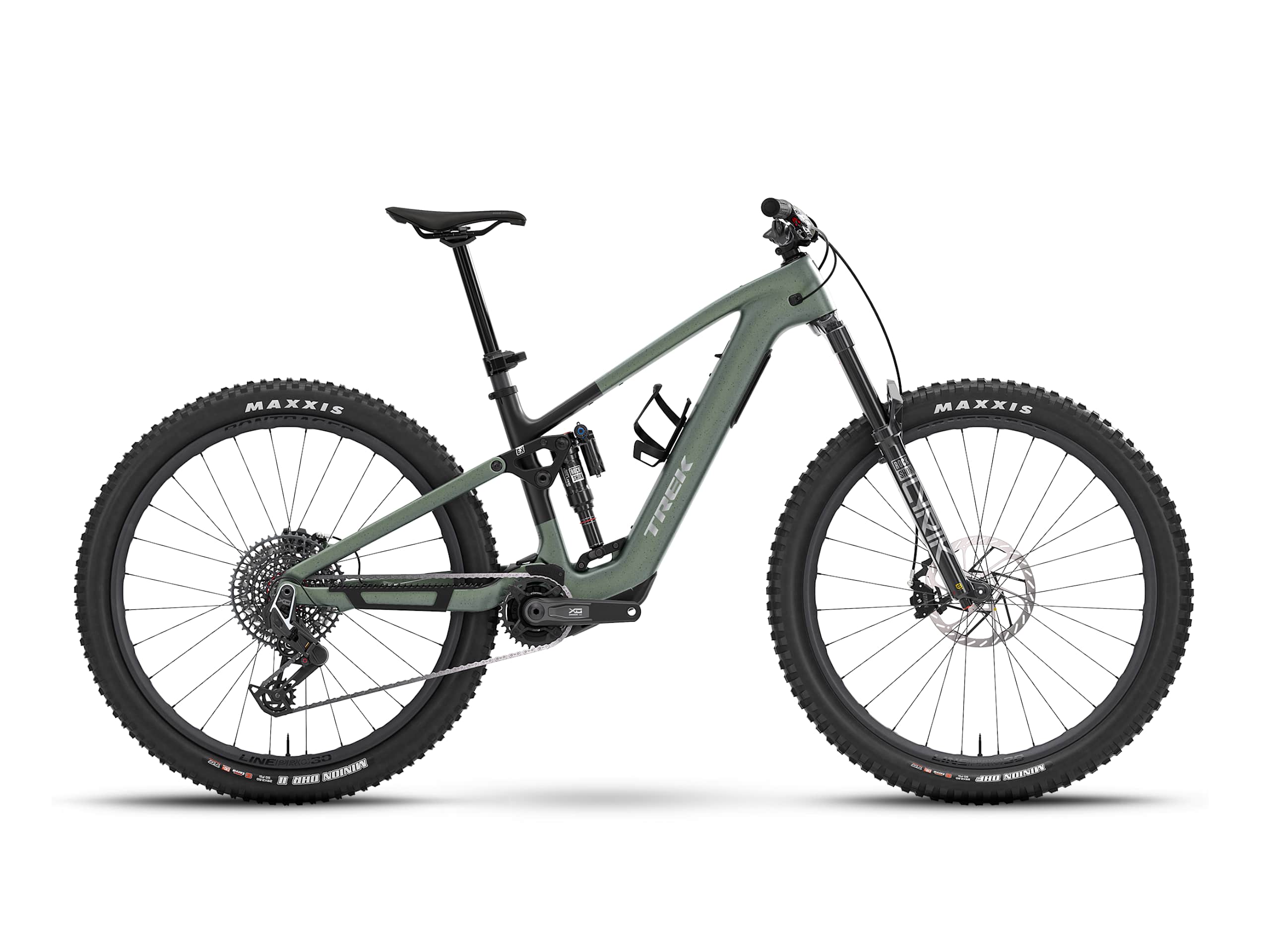 Trek Fuel+ EX verde vista completa de perfil