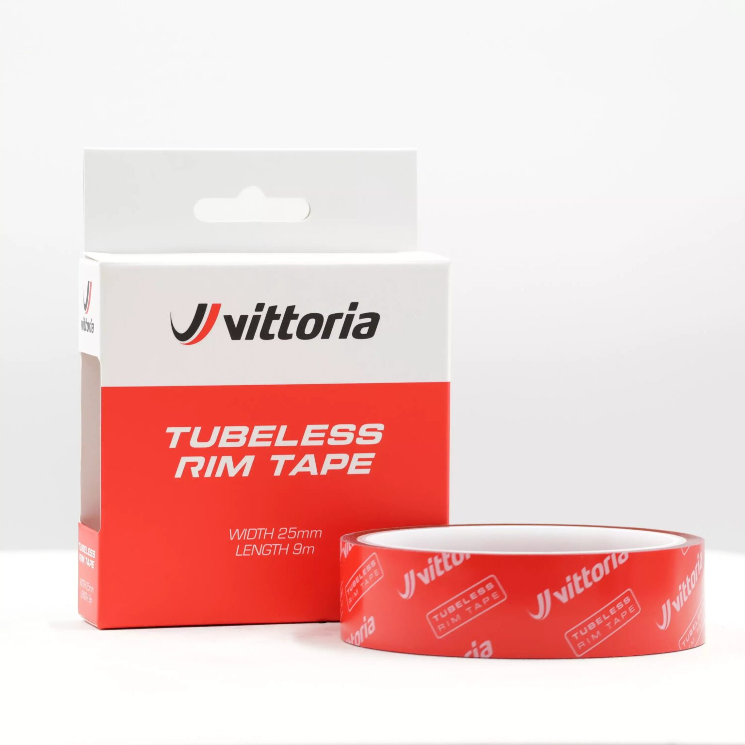 Roll of Vittoria Tubeless Rim Tape beside its box